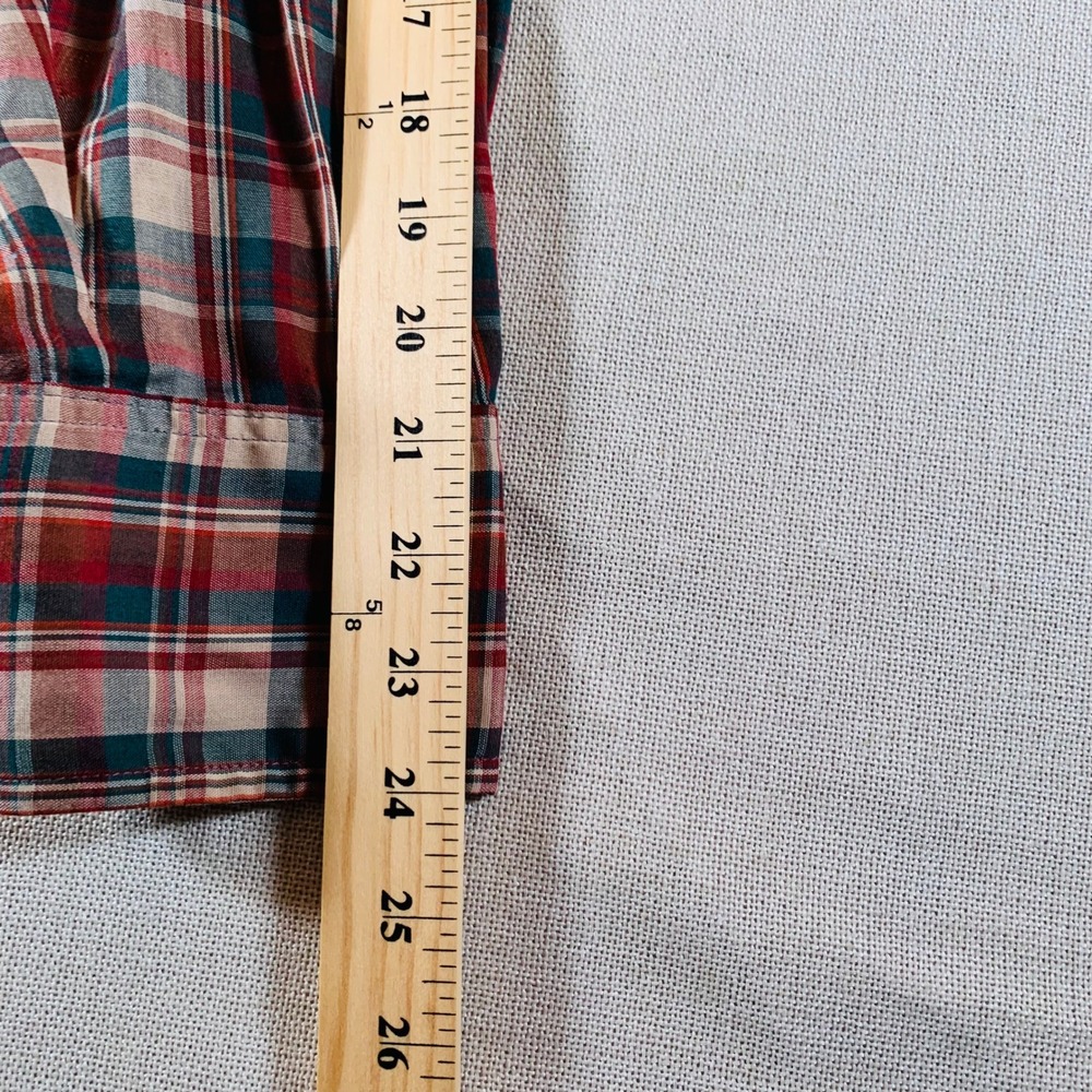 Wrangler Men's Plaid Long‎ Tails Western Black Snap Shirt Red Green - Picture 5 of 9